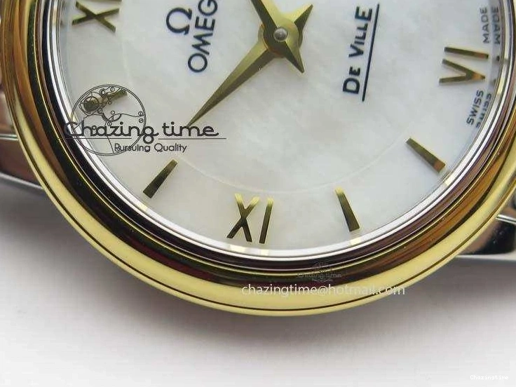 0111 De Ville 27mm SS YG Ladies MK 1:1 Best Edition White MOP Dial On SS Bracelet Ronda Quartz Sophisticated 8192
